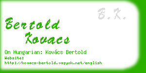 bertold kovacs business card