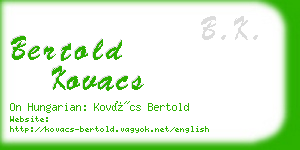 bertold kovacs business card